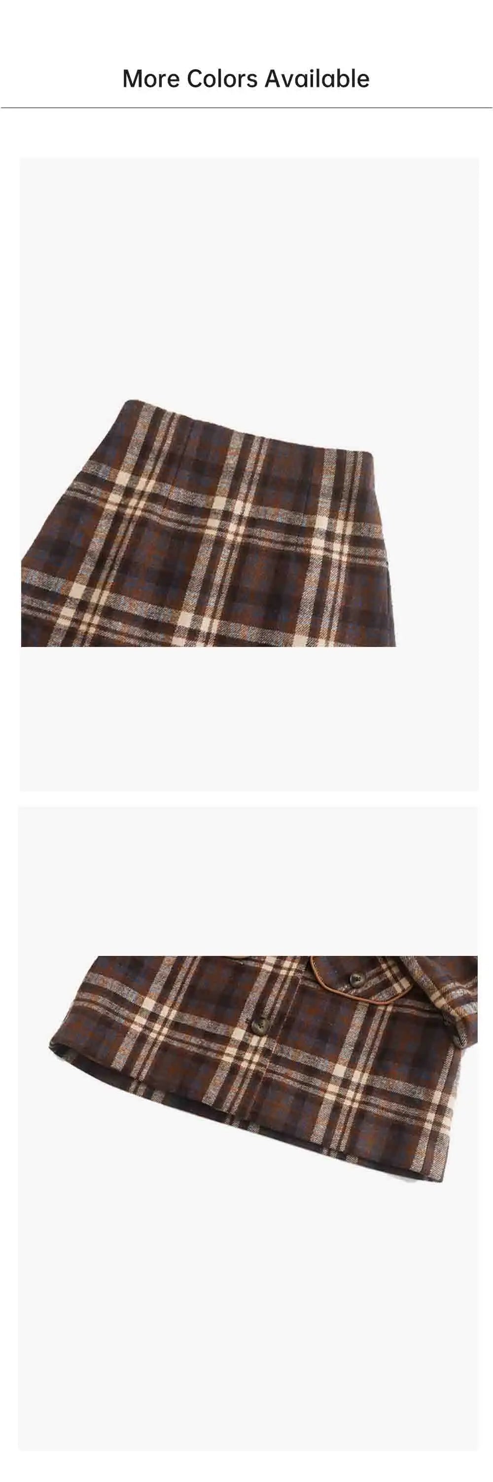 Casual Women's Fashion Round Neck Retro Pattern Long Sleeve Coat and Half Skirt Set for Elegant Layered Styling