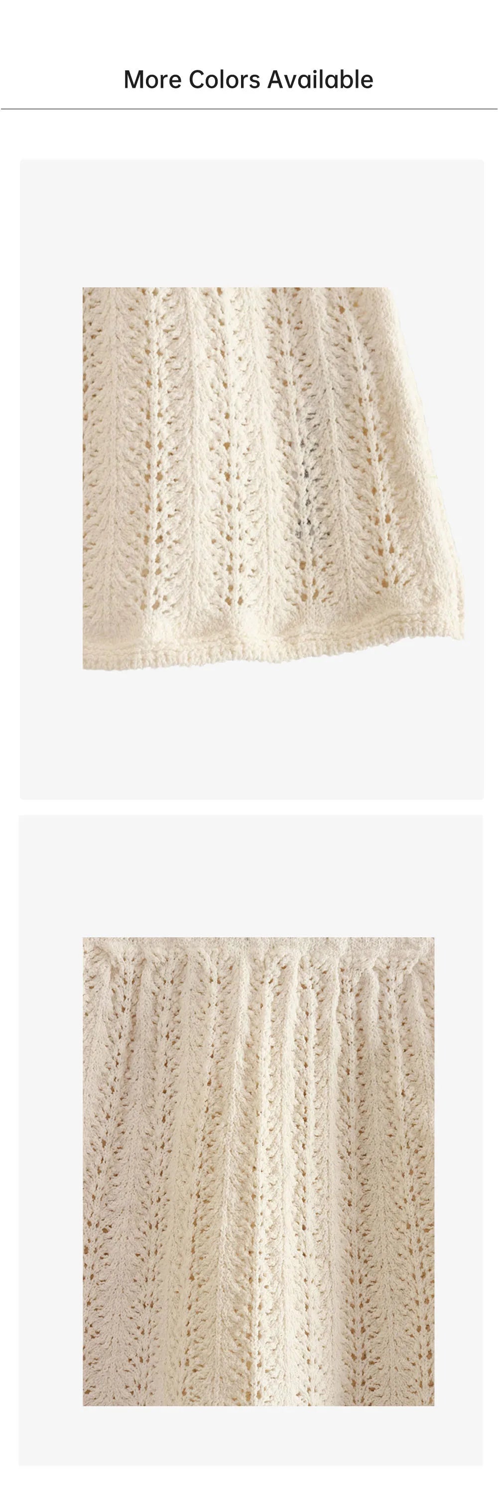 Women's Fashion Jacquard Hollow-Out Knitted Crop Top and Mini Skirt Set Stylish Slim Fit Two-Piece Outfit for Casual and Office Wear