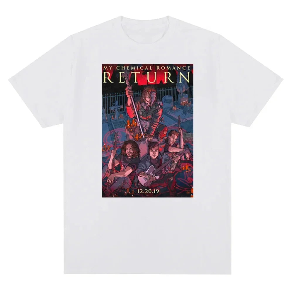 My Chemical Romance Inspired Cotton T-Shirt for Men and Women Casual Short Sleeve Printed Streetwear Trend Tee Top