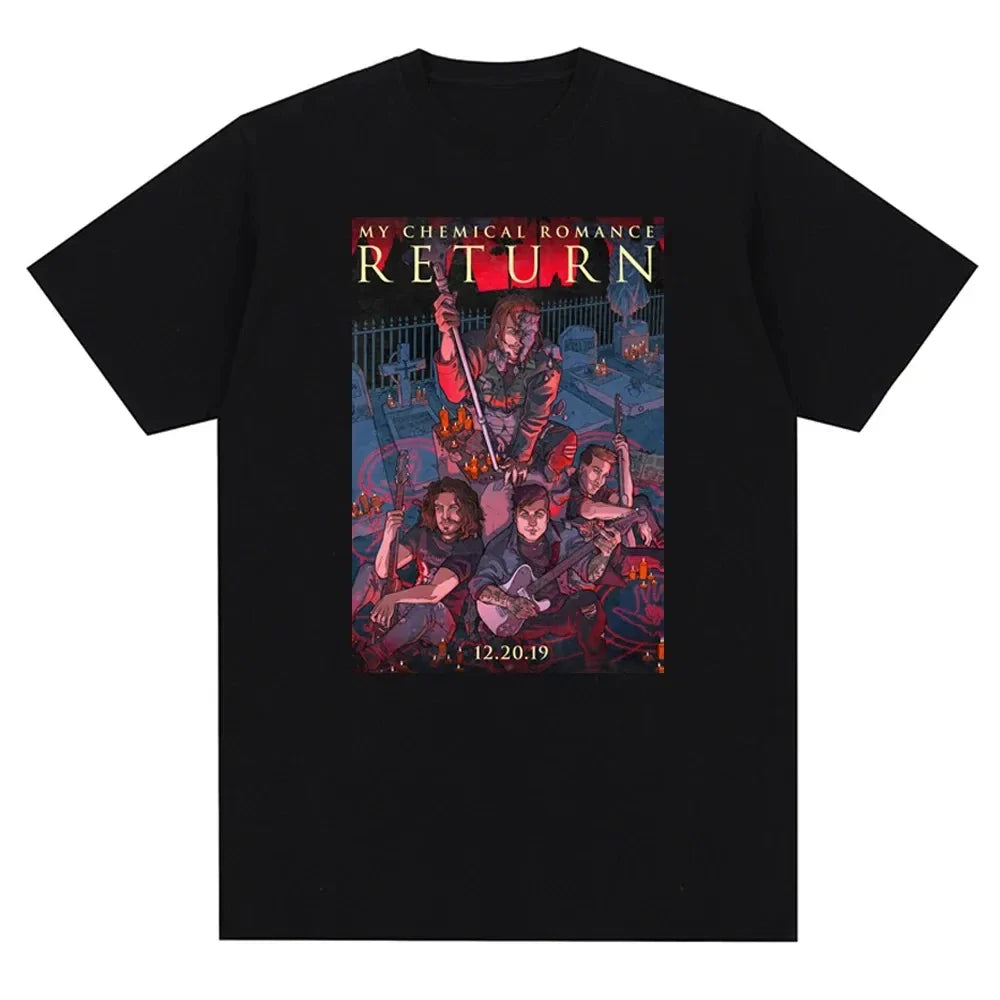 My Chemical Romance Inspired Cotton T-Shirt for Men and Women Casual Short Sleeve Printed Streetwear Trend Tee Top