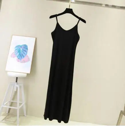 Casual Women's Tank Dress for Spring and Summer Elegant Modal Camisole with Elastic Fit O-Neck Beach and Home Wear