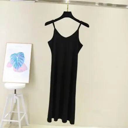 Casual Women's Tank Dress for Spring and Summer Elegant Modal Camisole with Elastic Fit O-Neck Beach and Home Wear
