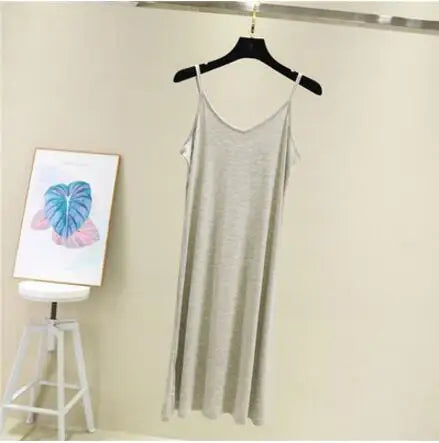 Casual Women's Tank Dress for Spring and Summer Elegant Modal Camisole with Elastic Fit O-Neck Beach and Home Wear