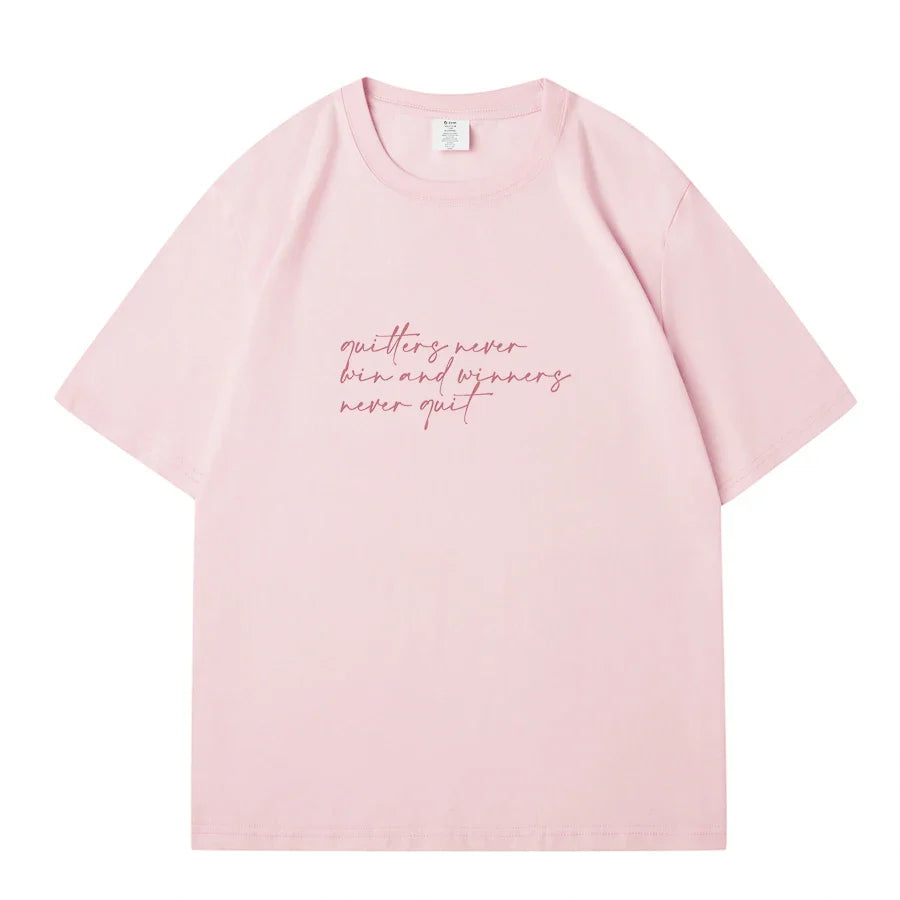 Women's Casual Cotton Short Sleeve T-Shirt with Trendy Letter Print in White and Purple Summer Tee for Young Ladies