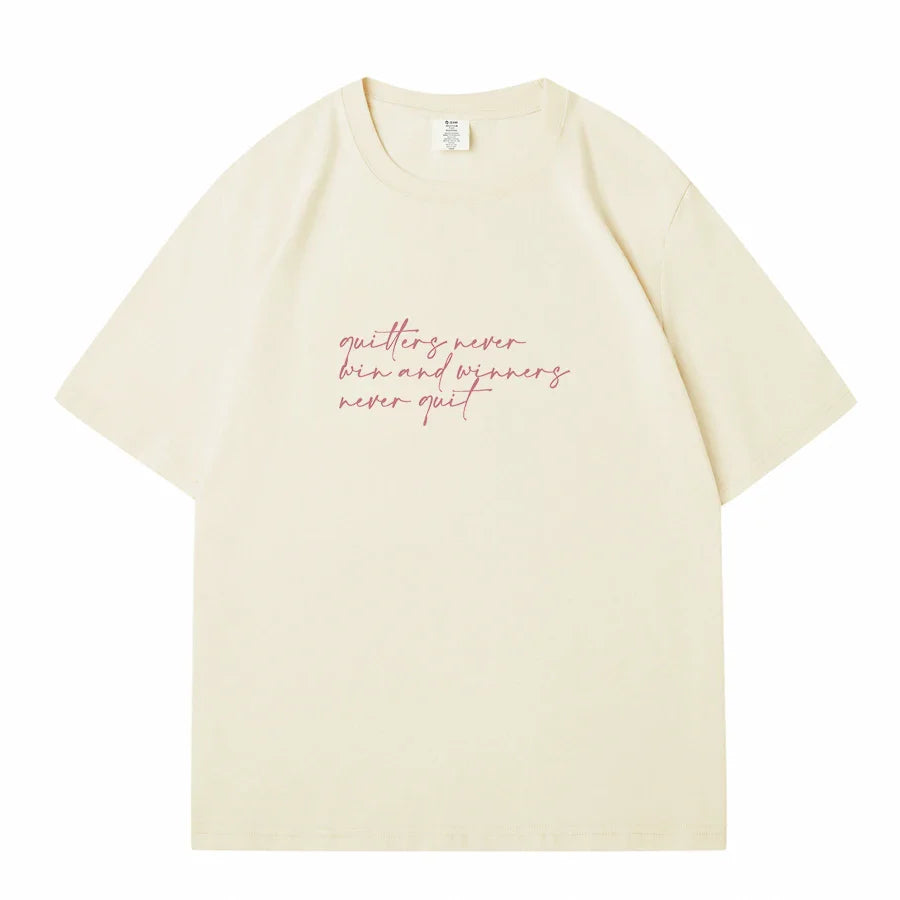 Women's Casual Cotton Short Sleeve T-Shirt with Trendy Letter Print in White and Purple Summer Tee for Young Ladies