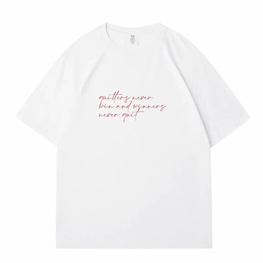 Women's Casual Cotton Short Sleeve T-Shirt with Trendy Letter Print in White and Purple Summer Tee for Young Ladies