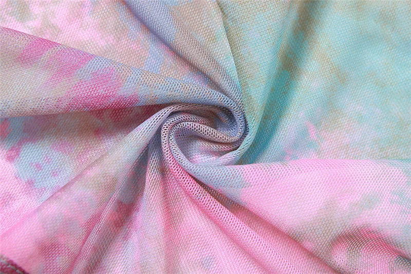 Weird Puss Hollow Sexy Tie Dye Butterfly Print 3 Piece Set Women Camisole Crop Top and Skirt Streetwear Matching Outfit