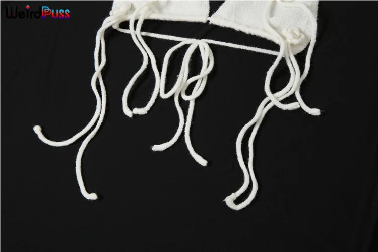 Elegant Floral Tassel Halter Camisole and Skinny Stretch Long Skirt Two-Piece Knit Set for Women Vacation Outfits