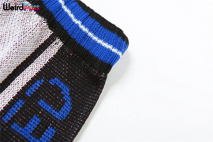 Weird Puss Skinny Elastic Knit Women Two Piece Set Crochet Letter Print Zip Sweater Top and Waistband Skirt Casual Streetwear Outfit