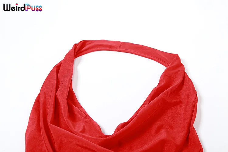 Elegant Women's Sleeveless Backless Halter Dress with Side Split Deep V-Neck for Festive Parties and Special Occasions