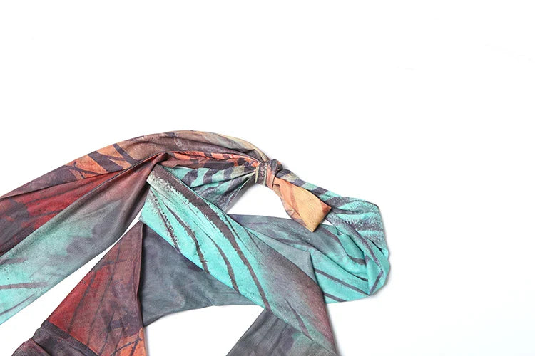 Weird Puss Gradient Colorful Dress for Women Hollow Cross Halter Backless Robe Sexy Midnight Vacation Hipster Party Bodycon