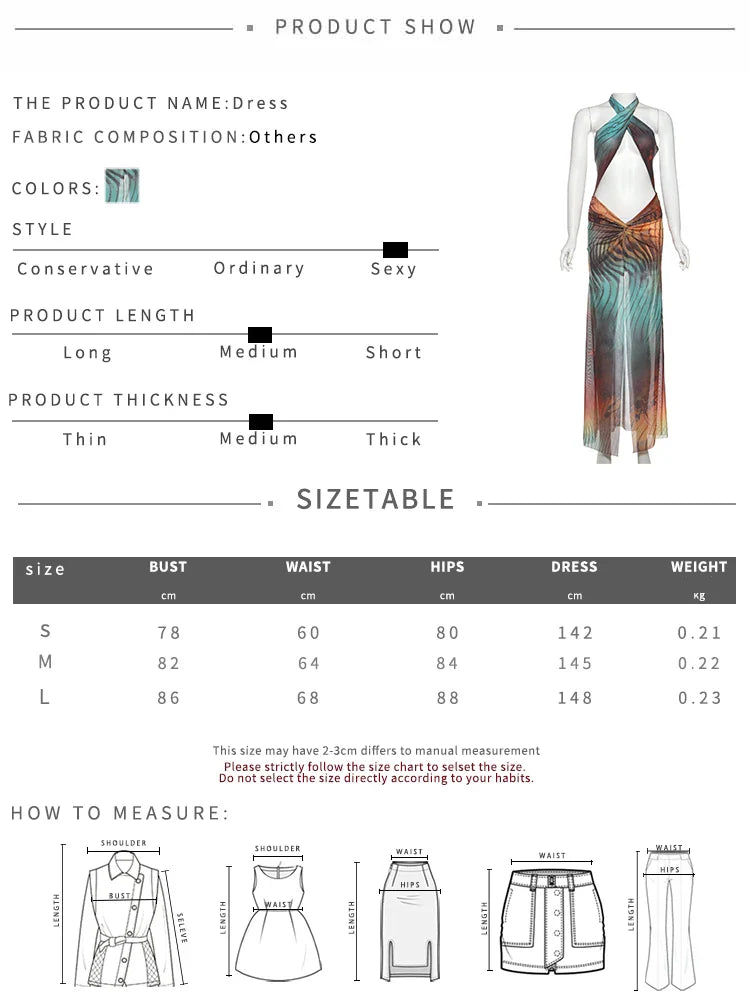 Weird Puss Gradient Colorful Dress for Women Hollow Cross Halter Backless Robe Sexy Midnight Vacation Hipster Party Bodycon