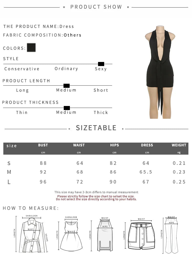 Seductive Backless Deep V-Neck Bandage Halter Dress for Women Slim Fit Summer Nightlife Trendy Clubwear