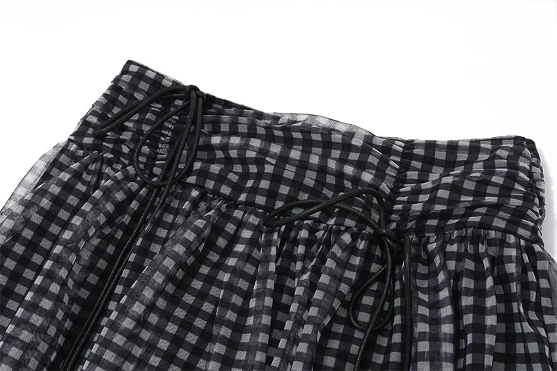 Sexy Mesh Perspective Two-Piece Summer Set with Sleeveless Backless Printed Crop Top and Pleated Mini Skirt for Women