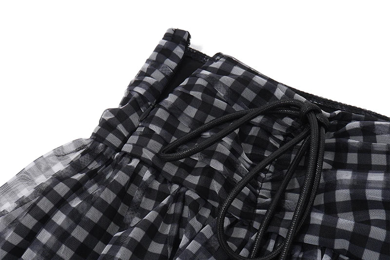 Sexy Mesh Perspective Two-Piece Summer Set with Sleeveless Backless Printed Crop Top and Pleated Mini Skirt for Women