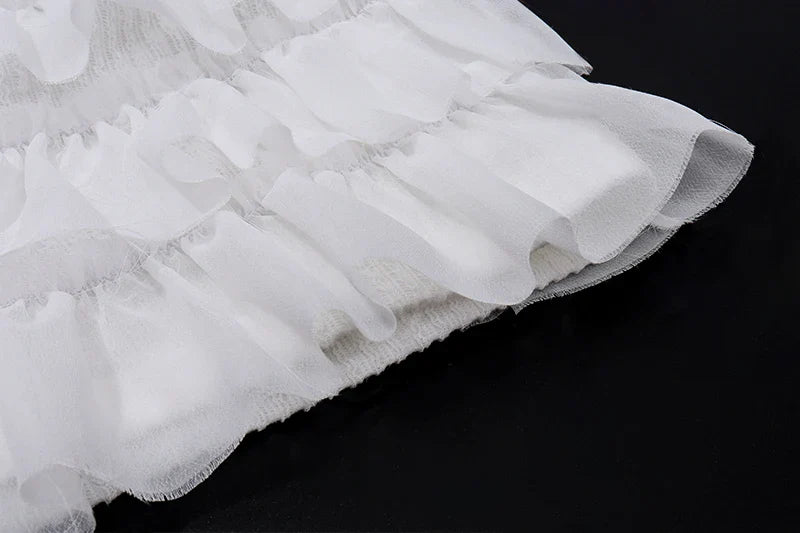 Sexy Y2K Ruffle Tiered Mini Skirt and Tie Front Top Two Piece Matching Set for Elegant Stylish Outfits