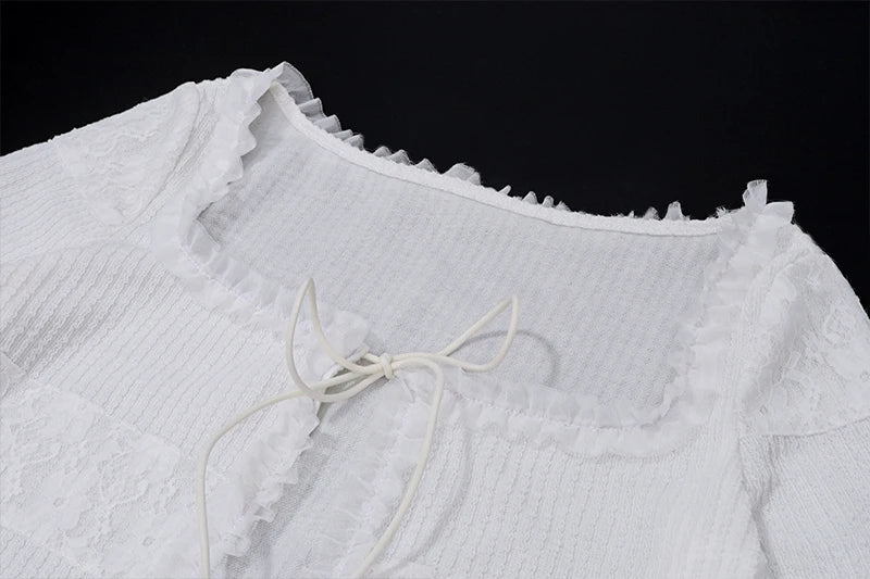 Sexy Y2K Ruffle Tiered Mini Skirt and Tie Front Top Two Piece Matching Set for Elegant Stylish Outfits