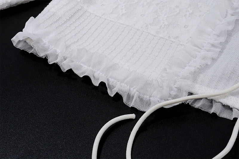 Sexy Y2K Ruffle Tiered Mini Skirt and Tie Front Top Two Piece Matching Set for Elegant Stylish Outfits