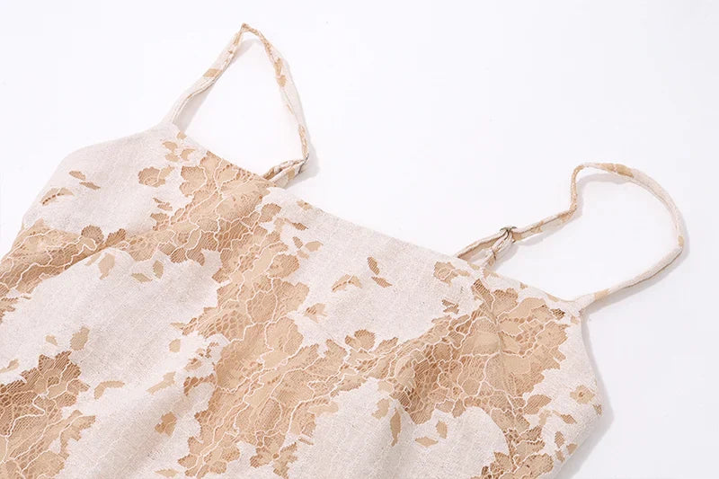 Elegant Printed Sleeveless Backless Spaghetti Strap Summer Party Dress for Women