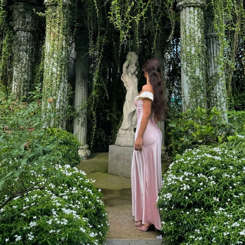 Elegant Pink Y2K Summer Dress for Women Slim Fit Sweet Tank Evening Party Club Vestidos