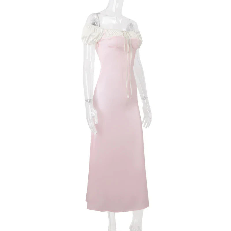 Elegant Pink Y2K Summer Dress for Women Slim Fit Sweet Tank Evening Party Club Vestidos