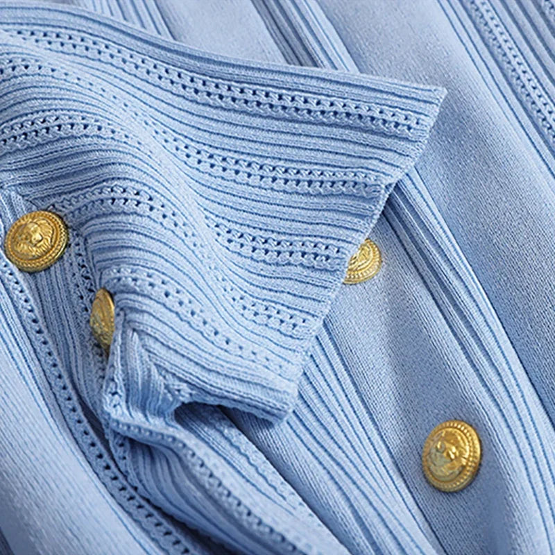 Women Spring Two-Piece Set With O-Neck Short Sleeve T-Shirt And Metal Button Knee-Length Skirt Vintage Elastic Waistband Summer Outfit