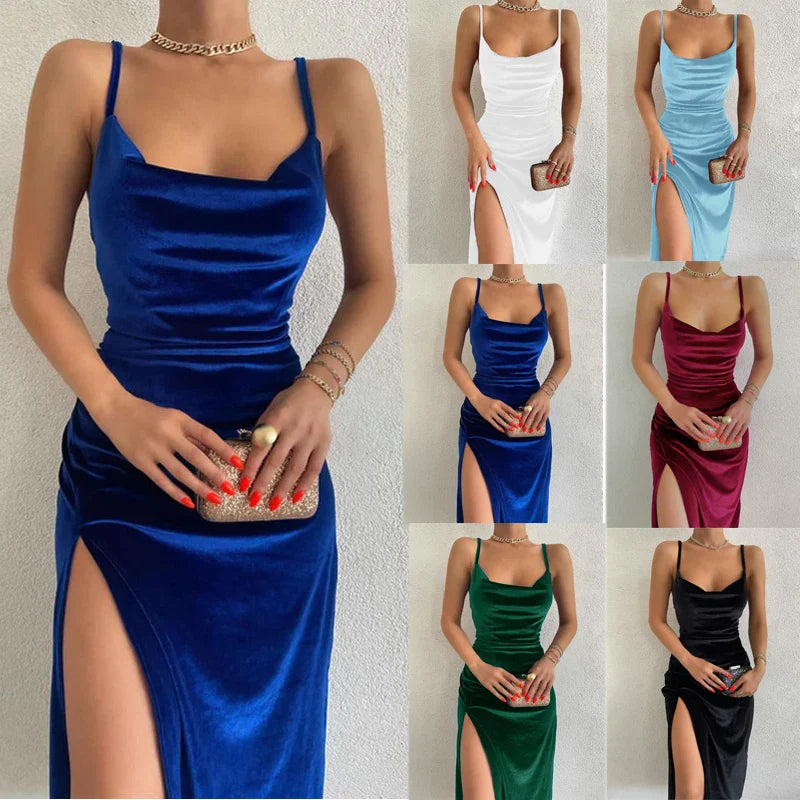 Sexy Slim Fit Split Strap Dress for Women, Elegant Spring and Summer Fashion Sundress with Flattering Silhouette