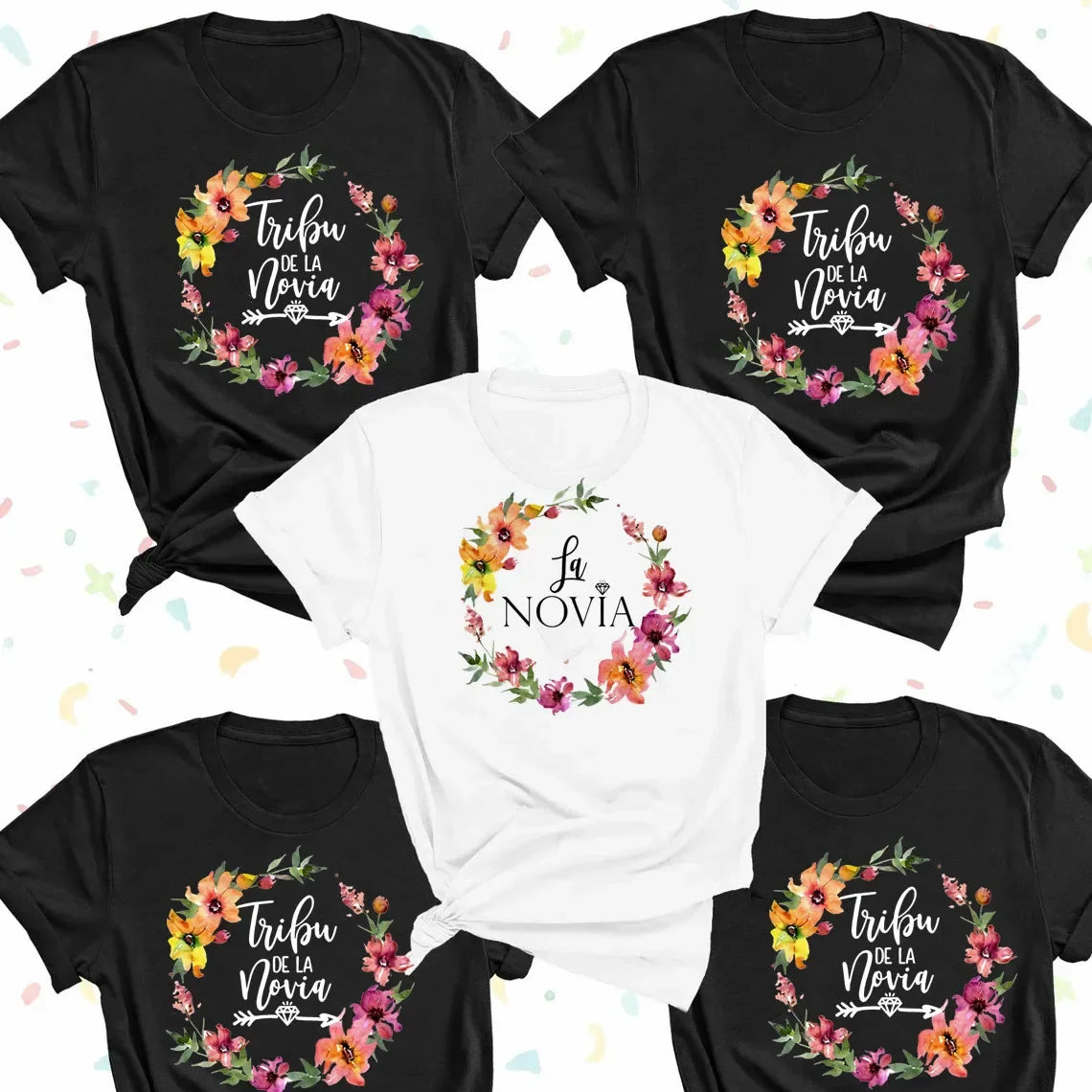 Team Bride La Novia Print Bachelorette T-Shirt Women Casual O-Neck Short Sleeve Basic Tee for Wedding Party