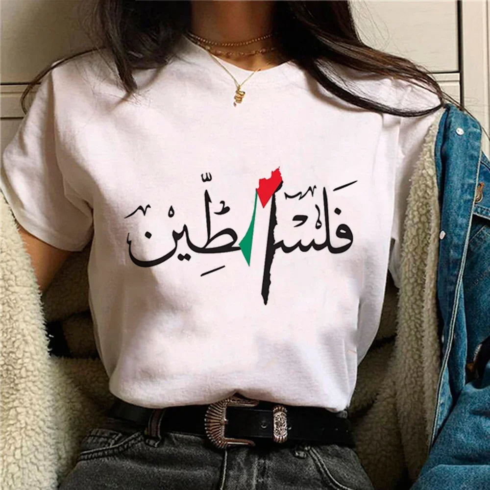 Palestine Graphic Tee for Women Summer T Shirt Anime Inspired Y2K Style Casual Designer Top