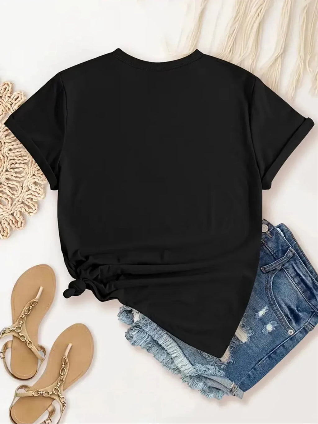Stylish Limited Edition Women's Crew Neck T-Shirt Soft Polyester Spandex Blend Medium Stretch Short Sleeve All Season Top