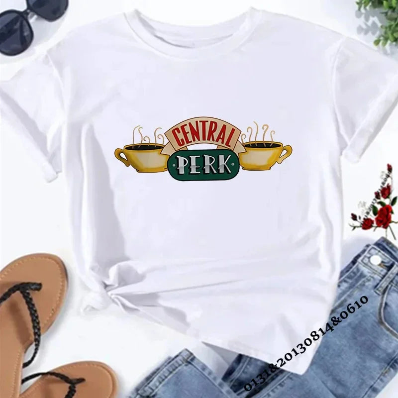 Central Perk Friends TV Show Womens T-Shirt Cute Coffee Shop Tee Best Friends Hipster Top