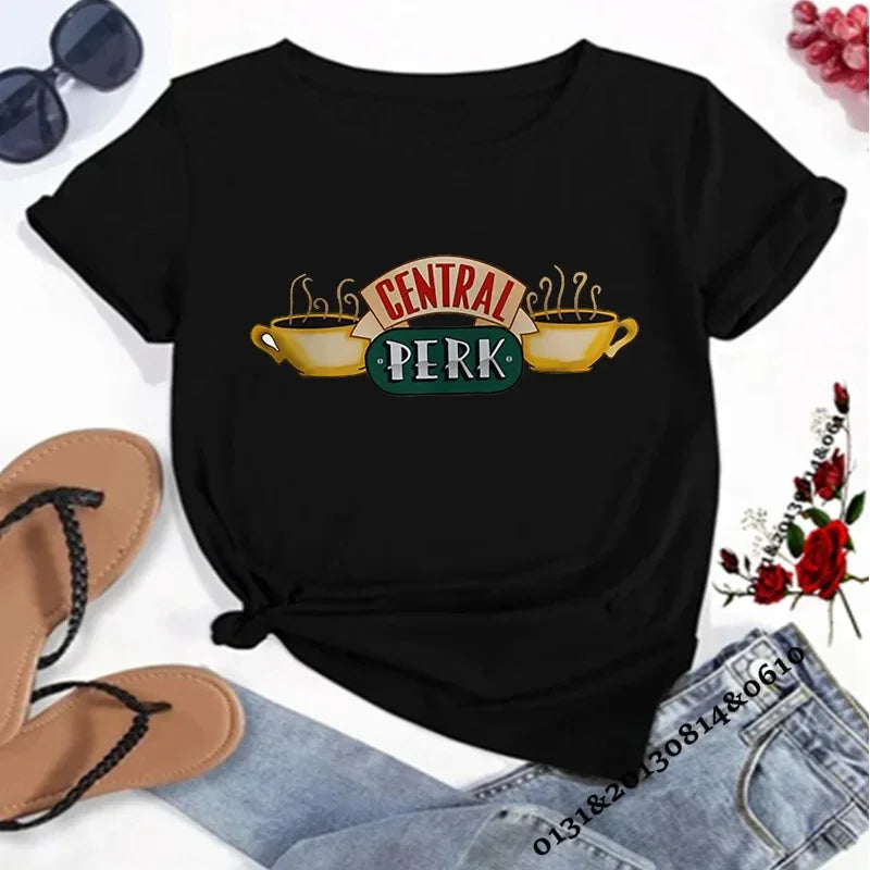Central Perk Friends TV Show Womens T-Shirt Cute Coffee Shop Tee Best Friends Hipster Top