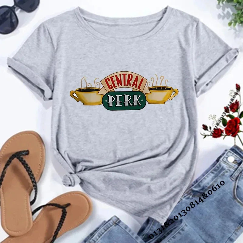 Central Perk Friends TV Show Womens T-Shirt Cute Coffee Shop Tee Best Friends Hipster Top