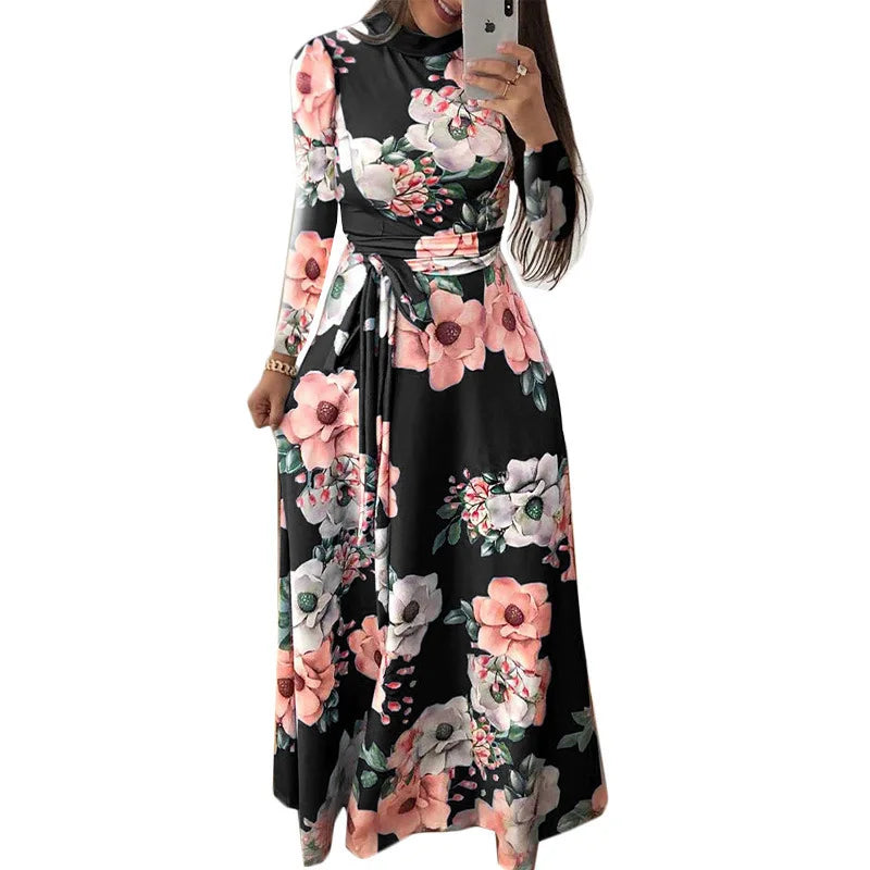 Flower Print Short Sleeve Swing Dress for Women Elegant Casual Summer Dress with Flowy Fit