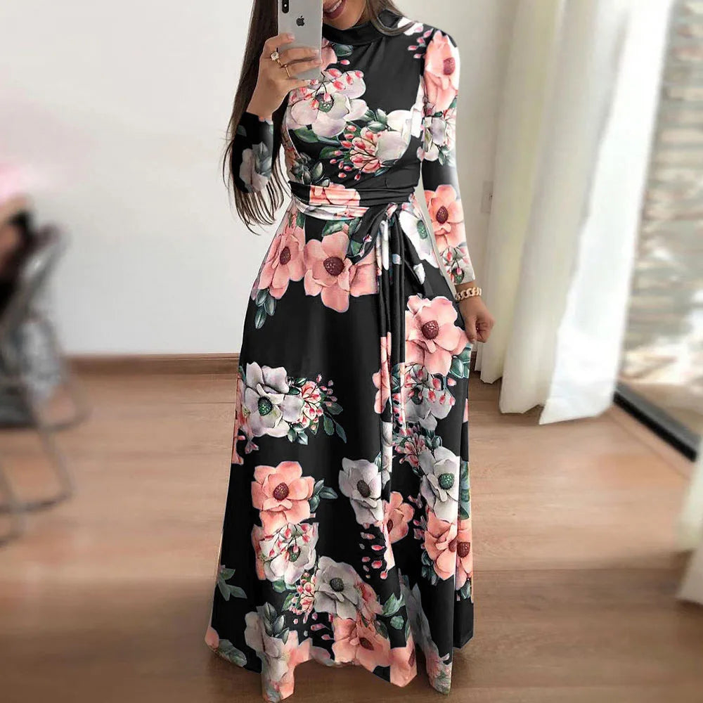 Flower Print Short Sleeve Swing Dress for Women Elegant Casual Summer Dress with Flowy Fit