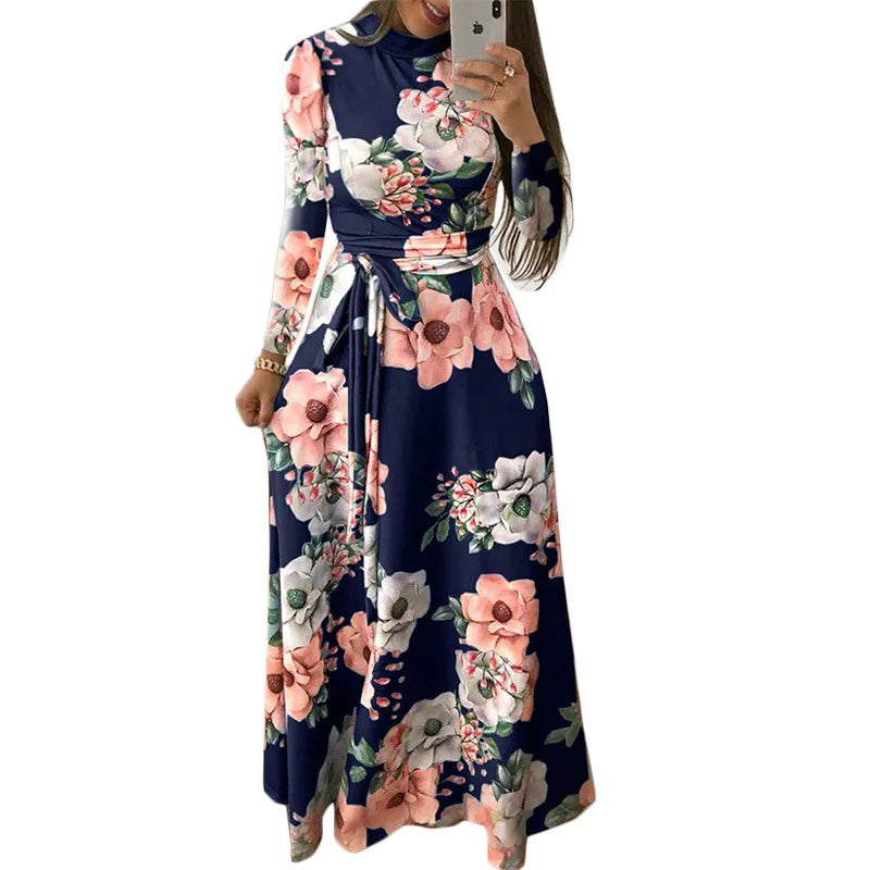 Flower Print Short Sleeve Swing Dress for Women Elegant Casual Summer Dress with Flowy Fit