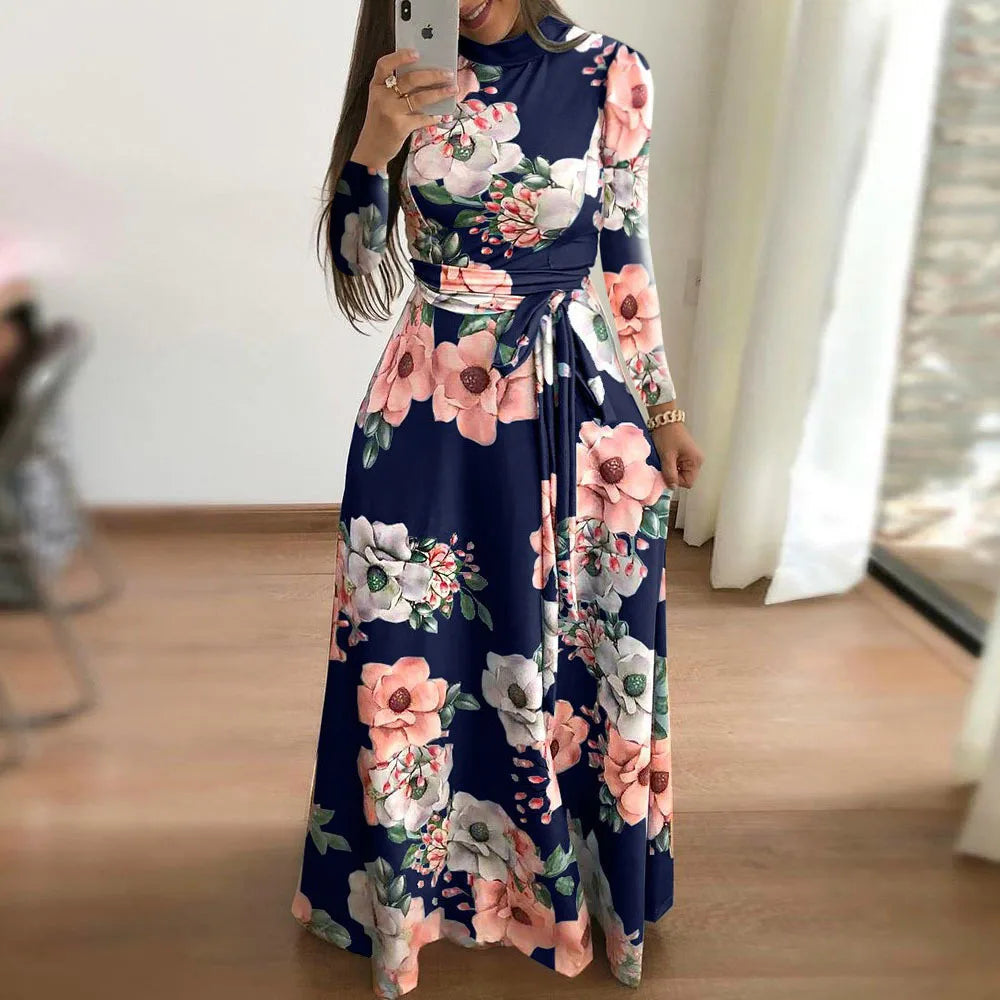 Flower Print Short Sleeve Swing Dress for Women Elegant Casual Summer Dress with Flowy Fit