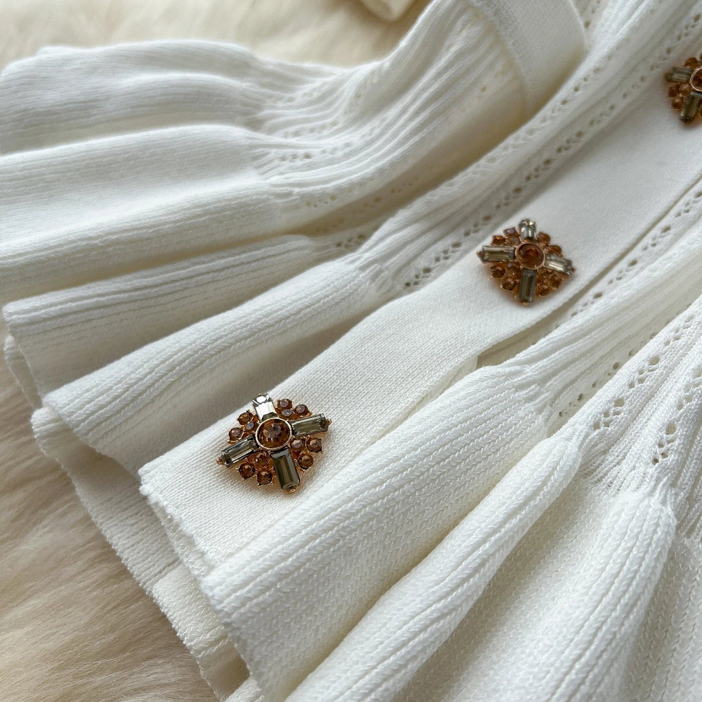 Elegant Women's Two Piece Set Featuring V-Neck Ruffled Knitted Top and Wrapped Hips Long Skirt Stylish and Comfortable Matching Outfit