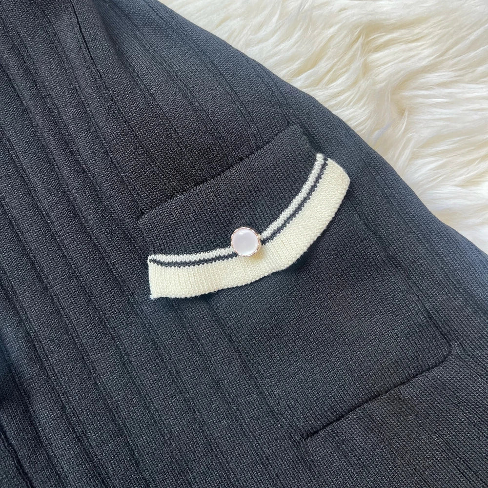 Chic Sexy Knitted Mini Dress with Ruffles and Open Hips for Summer, Elegant Black Party and Streetwear Style