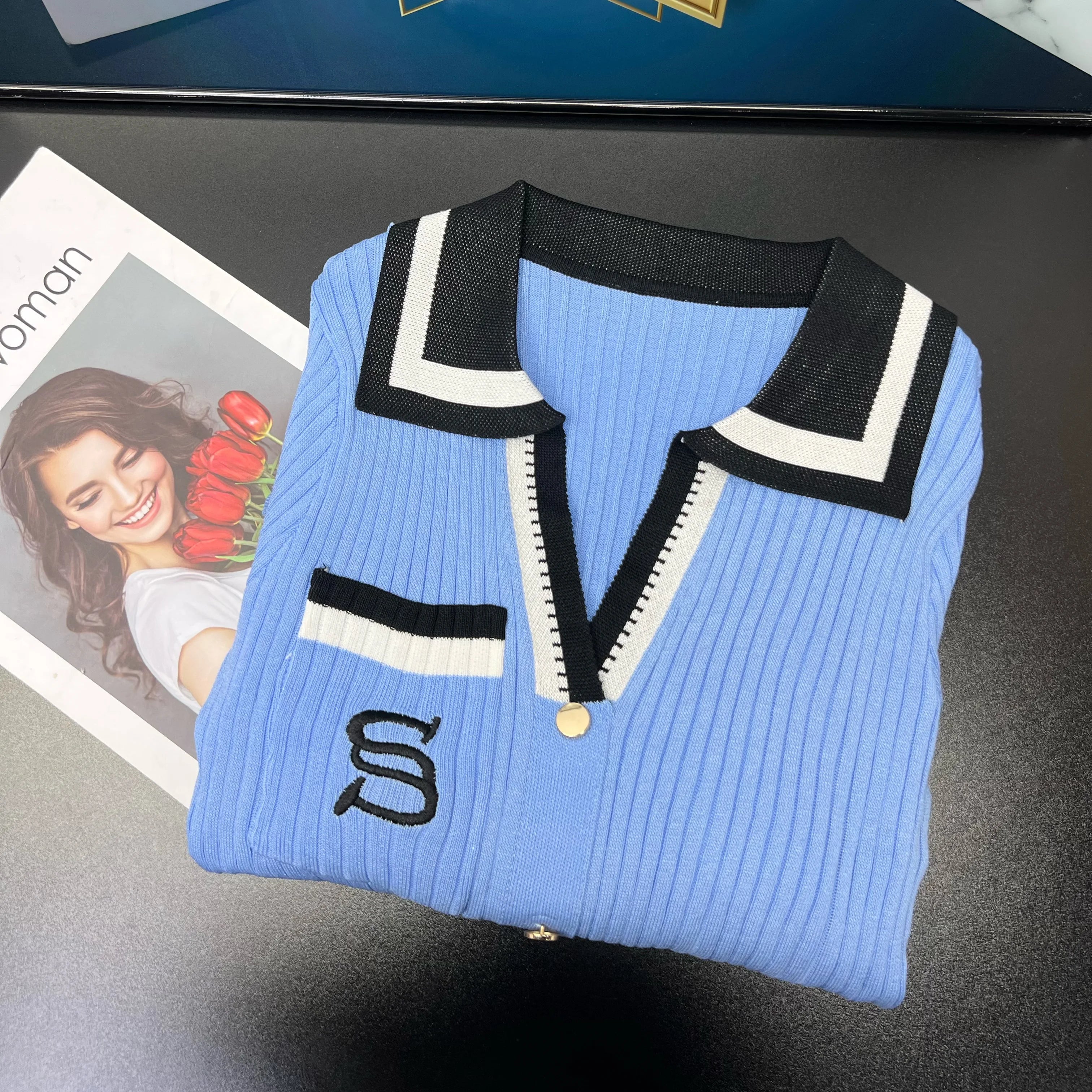 Chic Knit Maxi Dress for Women with Wrap Hips Elegant Embroidered Sweater Design for Office and Casual Wear