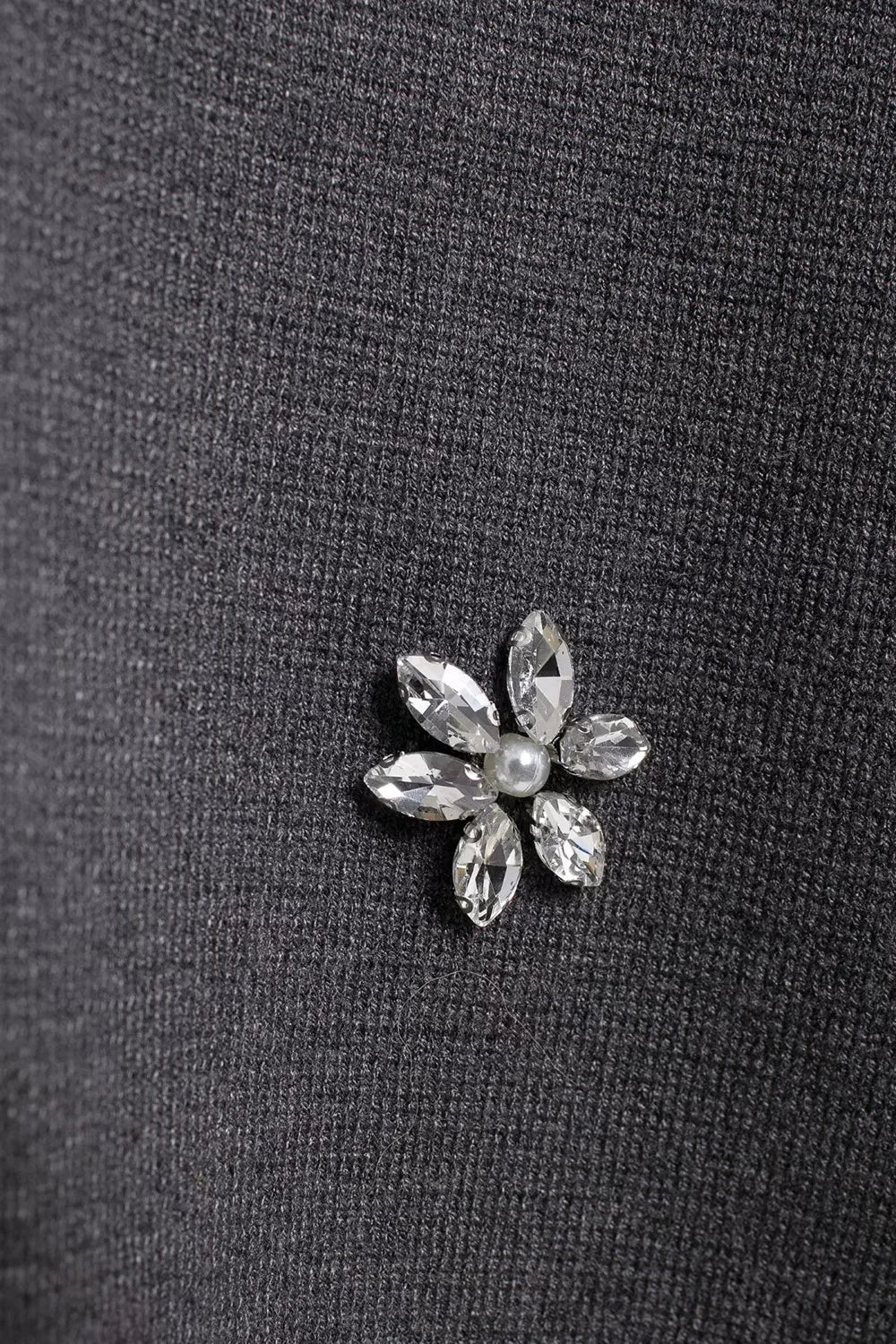 Womens Studded Flower Knit Set with Short Sleeve Round Neck Top and Elastic Waist Skirt Autumn Winter Fashion Ensemble