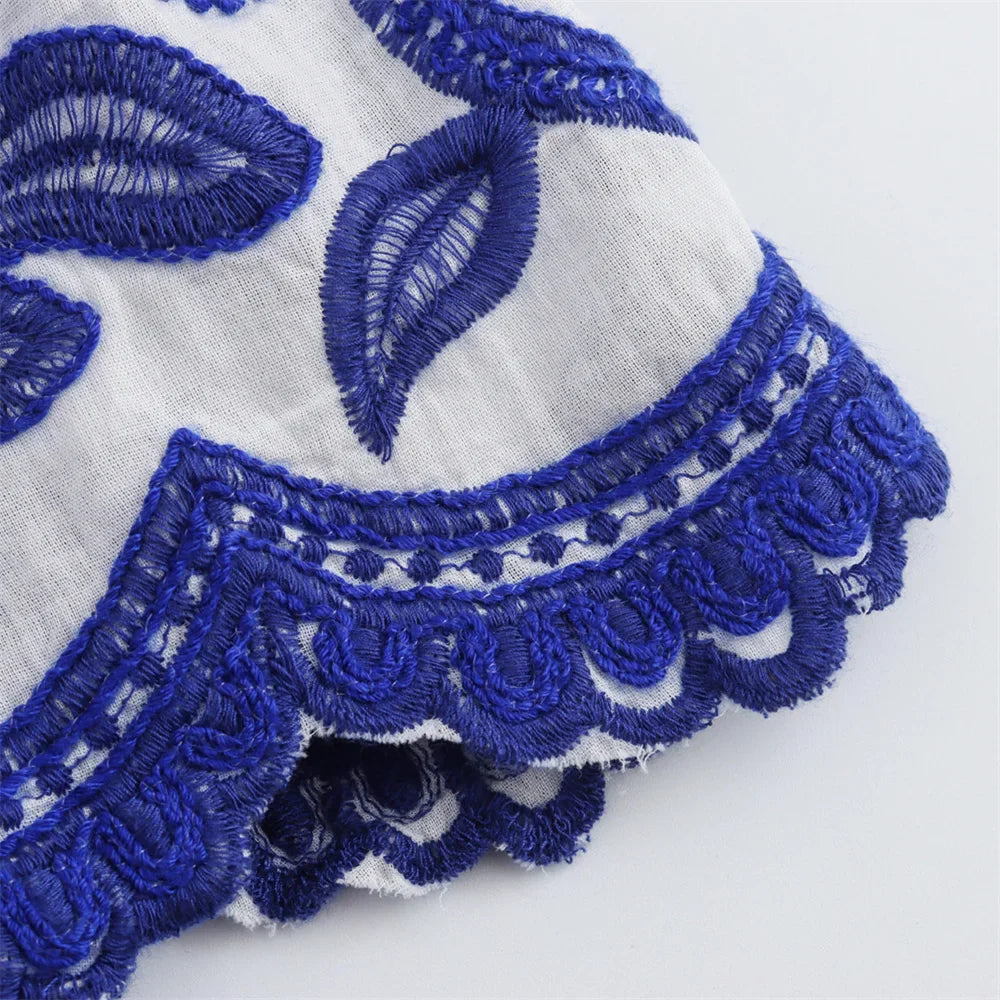 Women's Casual Loose Cloak Style Contrast Embroidered Shirt and Midi Skirt Fashion Set for Autumn