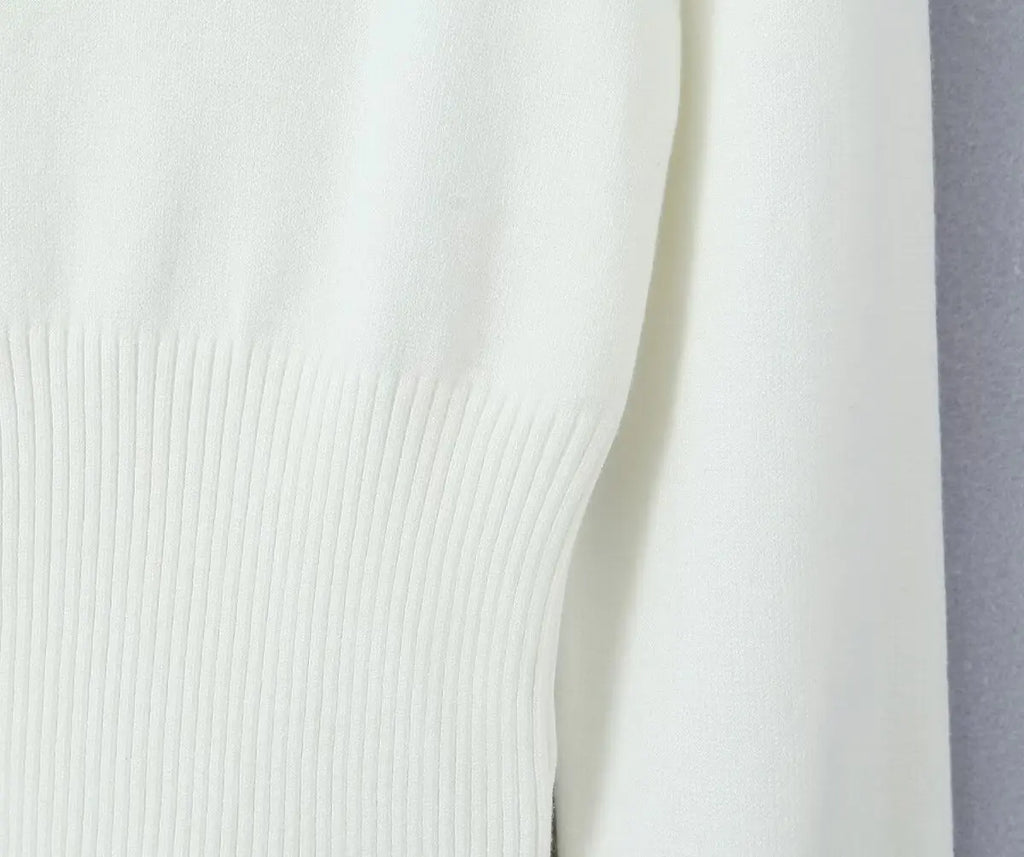 Women's Knitted Buttoned Long Sleeve Round Neck Cardigan with High Waist Pleated Leather Button Skirt Fashion Suit Set