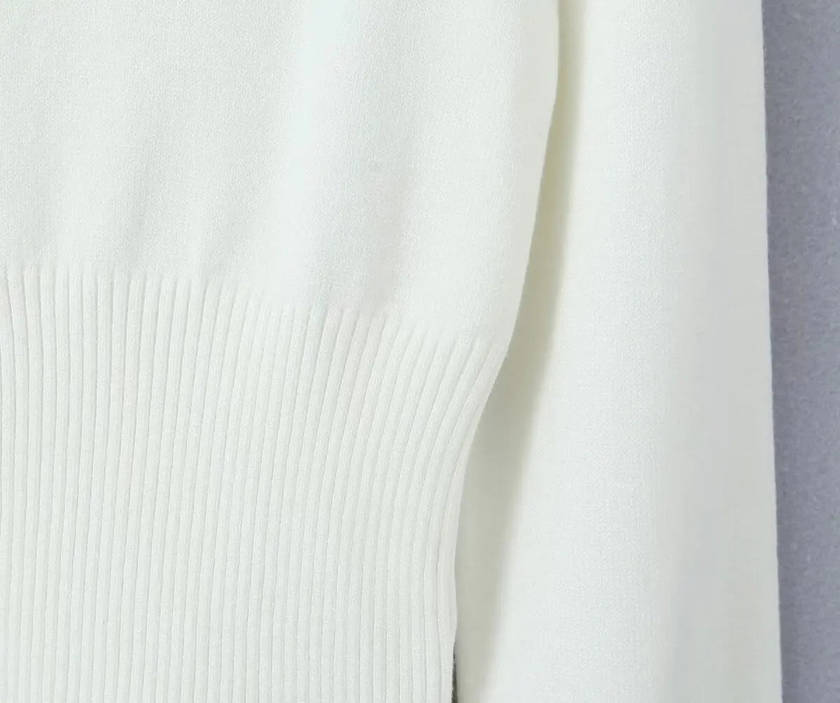 Women's Knitted Buttoned Long Sleeve Round Neck Cardigan with High Waist Pleated Leather Button Skirt Fashion Suit Set