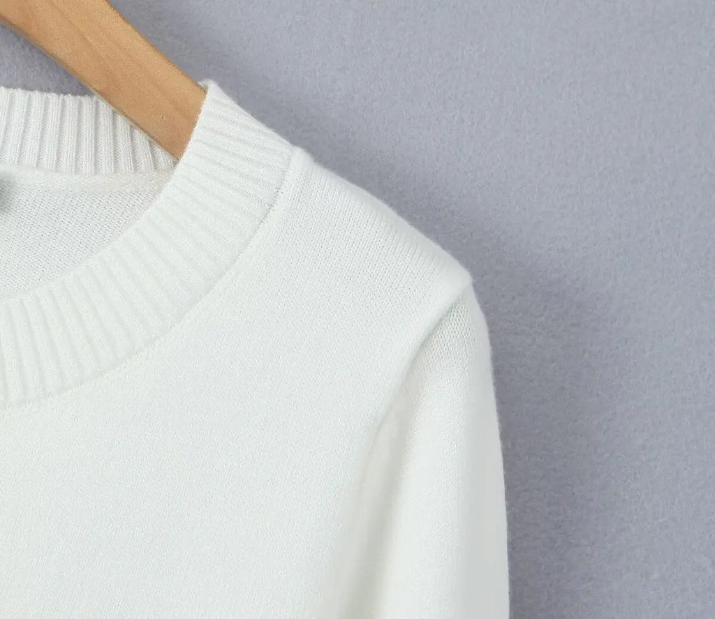 Women's Knitted Buttoned Long Sleeve Round Neck Cardigan with High Waist Pleated Leather Button Skirt Fashion Suit Set