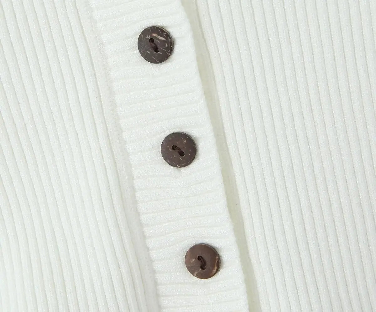 Women's Knitted Buttoned Long Sleeve Round Neck Cardigan with High Waist Pleated Leather Button Skirt Fashion Suit Set