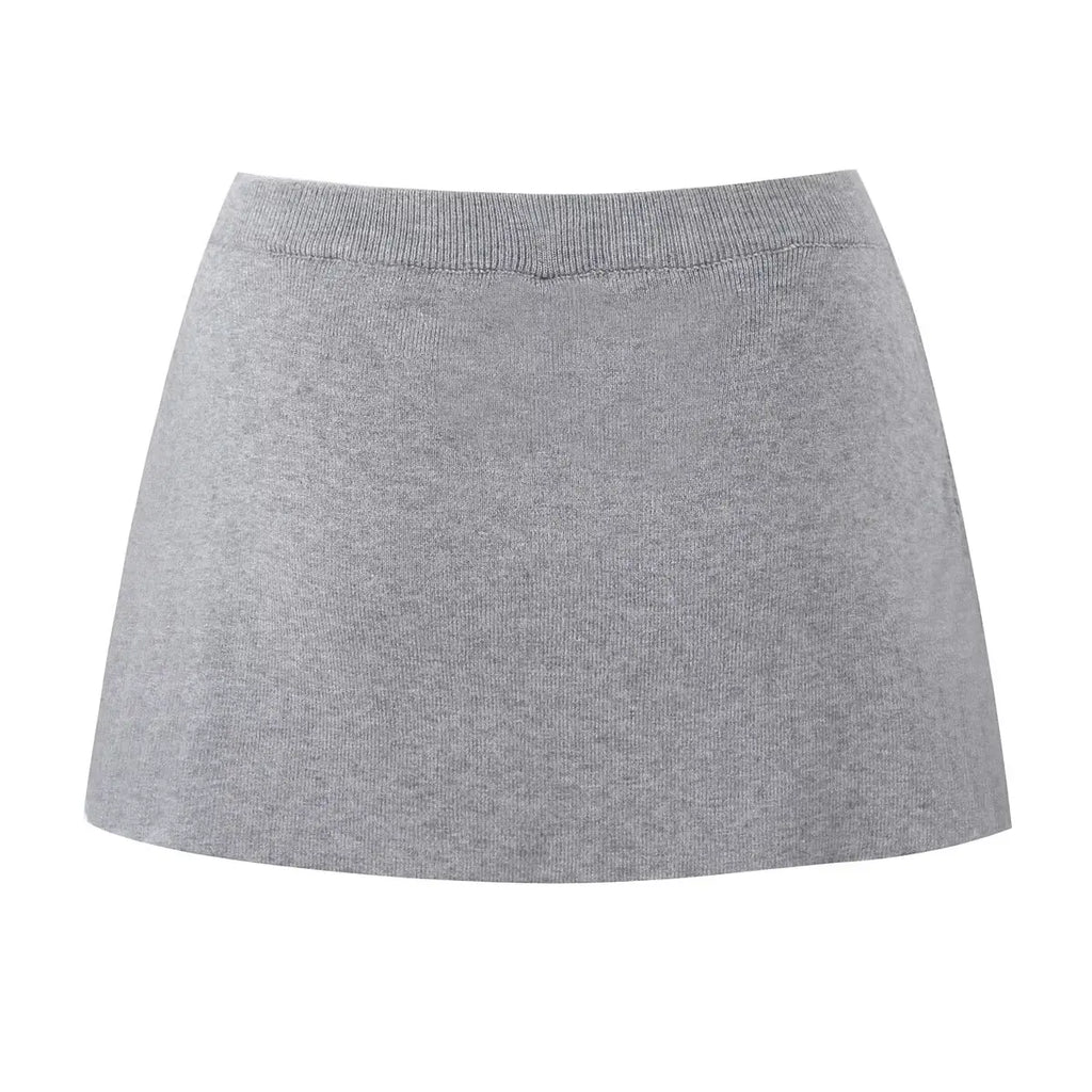 Women's Knitted Buttoned Long Sleeve Round Neck Cardigan with High Waist Pleated Leather Button Skirt Fashion Suit Set