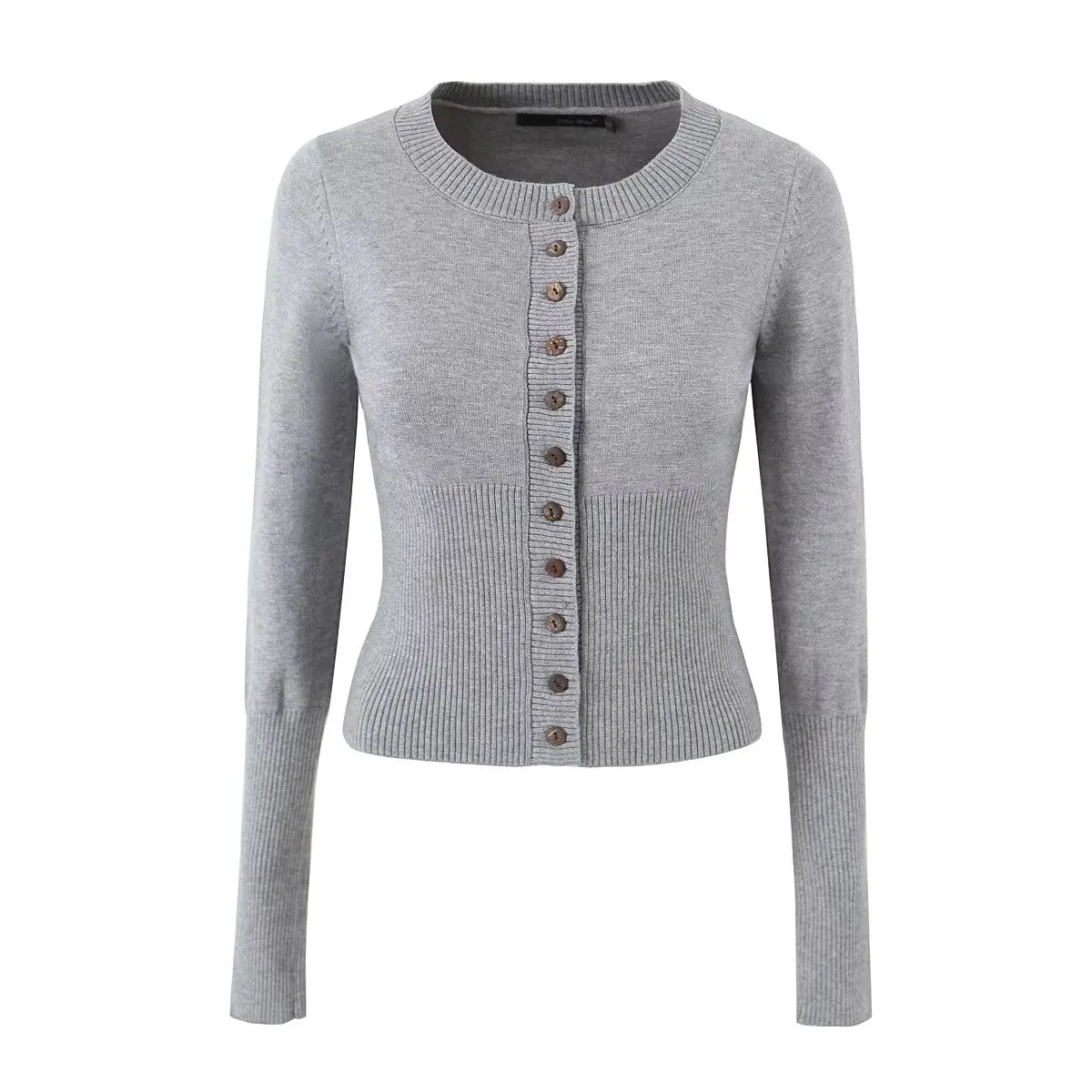 Women's Knitted Buttoned Long Sleeve Round Neck Cardigan with High Waist Pleated Leather Button Skirt Fashion Suit Set