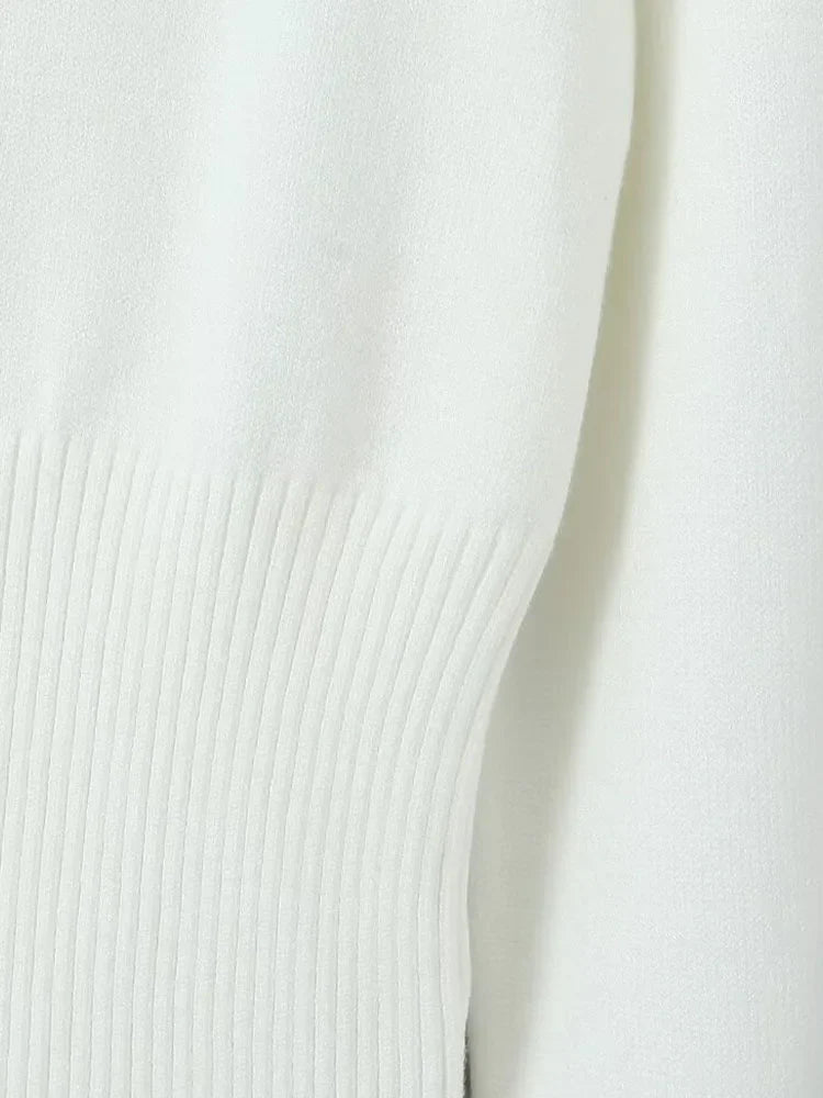 Women's Knitted Buttoned Long Sleeve Round Neck Cardigan with High Waist Pleated Leather Button Skirt Fashion Suit Set