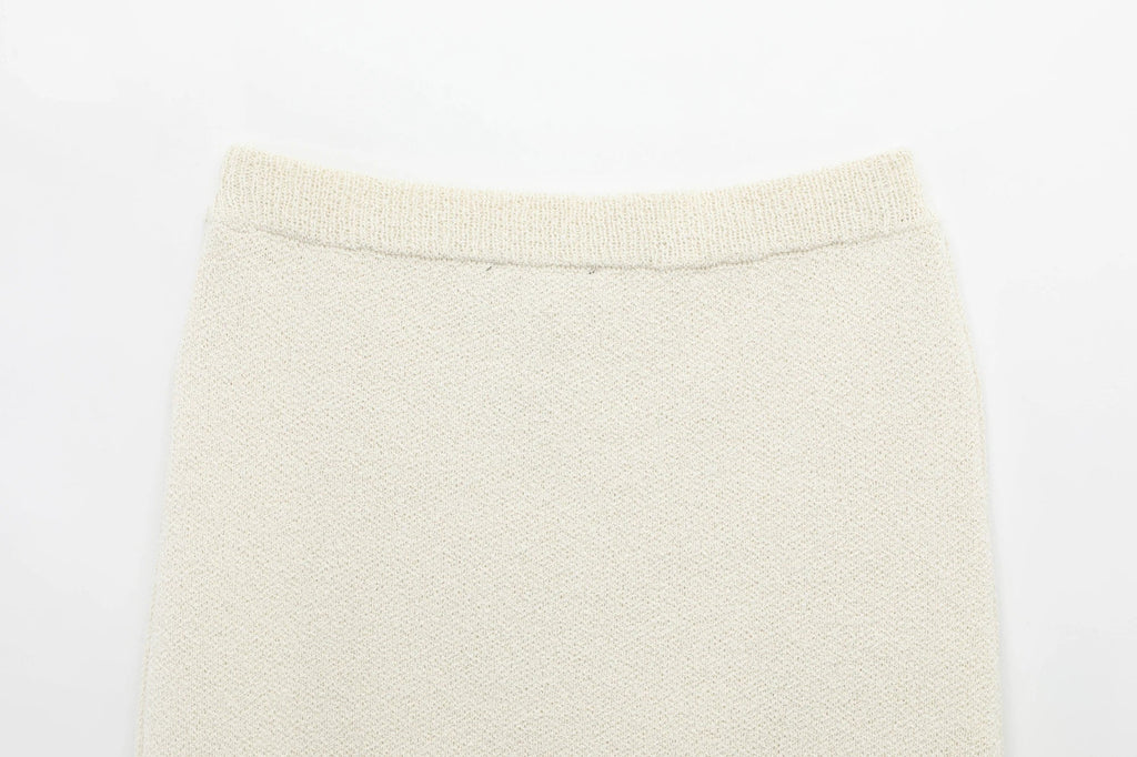 Women's Spring Knitted Short-Sleeved Jacket and Skirt Set with Bow Accent and Round Neck